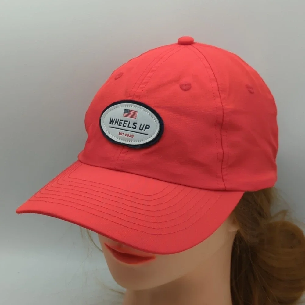 Wheels Up Airline Company Jet Airlines Golf Hat Cap Red USA Flag Patch OSFA